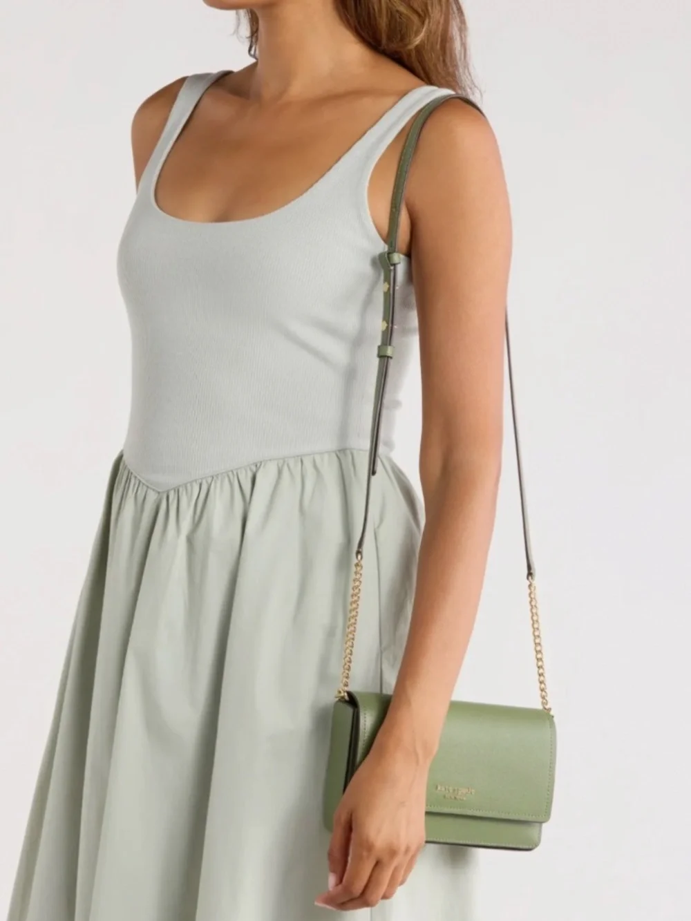 Kate Spade New York Morgan Crossbody/Wallet in Sage Green Saffiano Leather